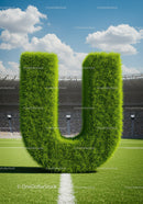 Green Grass Letter U on Soccer Field Stadium