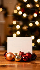 Blank Christmas card with festive holiday decorations JPG Mockup Image preview