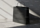 Minimalist Black Paper Shopping Bag with Handles