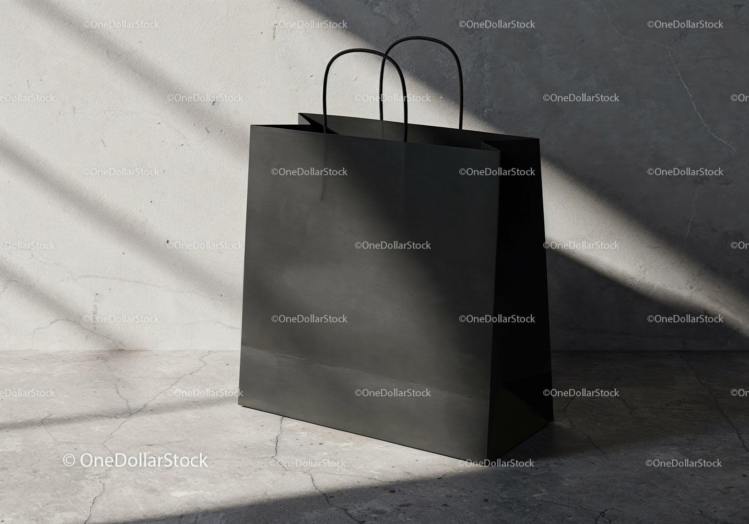 Minimalist Black Paper Shopping Bag with Handles