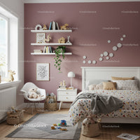 Cozy Modern Children's Bedroom with Plush Toys and Wall Art