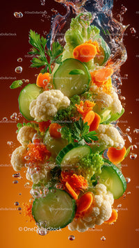 Colorful Fresh Vegetable Salad with Cauliflower Cucumber and Carrots