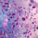 Colorful Music Notes with Neon Pink and Purple Effect