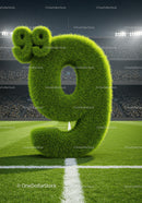 Green Grass Number Nine Standing on Soccer Field