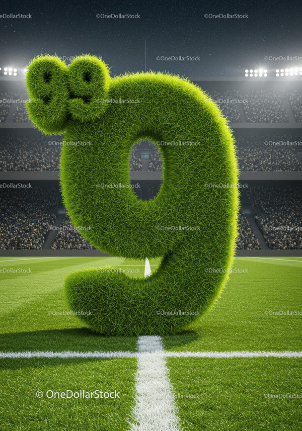 Green Grass Number Nine Standing on Soccer Field