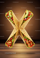 Four Chicken Burritos Arranged in an X Shape