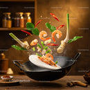 Fresh Shrimp and Herbs Tossed in Black Wok with Steam