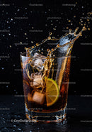 Refreshing Cola Splash with Ice and Lime Slice