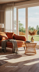 Cozy living room with sunlight and natural decor