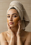 Young Woman Applying Facial Mask for Skin Care and Wellness