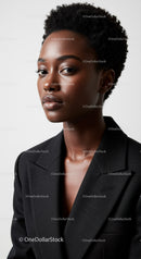 Elegant Portrait of a Confident Black Woman in a Black Blazer