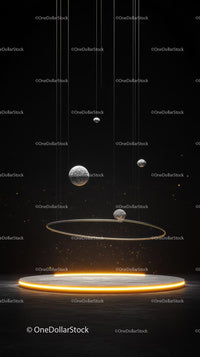 Futuristic Space Model with Planets and Celestial Rings