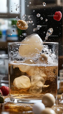 Ice Cubes and Bubbles in a Cold Fizzy Drink Splashing