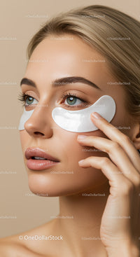 Young Woman Applying Under Eye Patches for Skincare and Rejuvenation