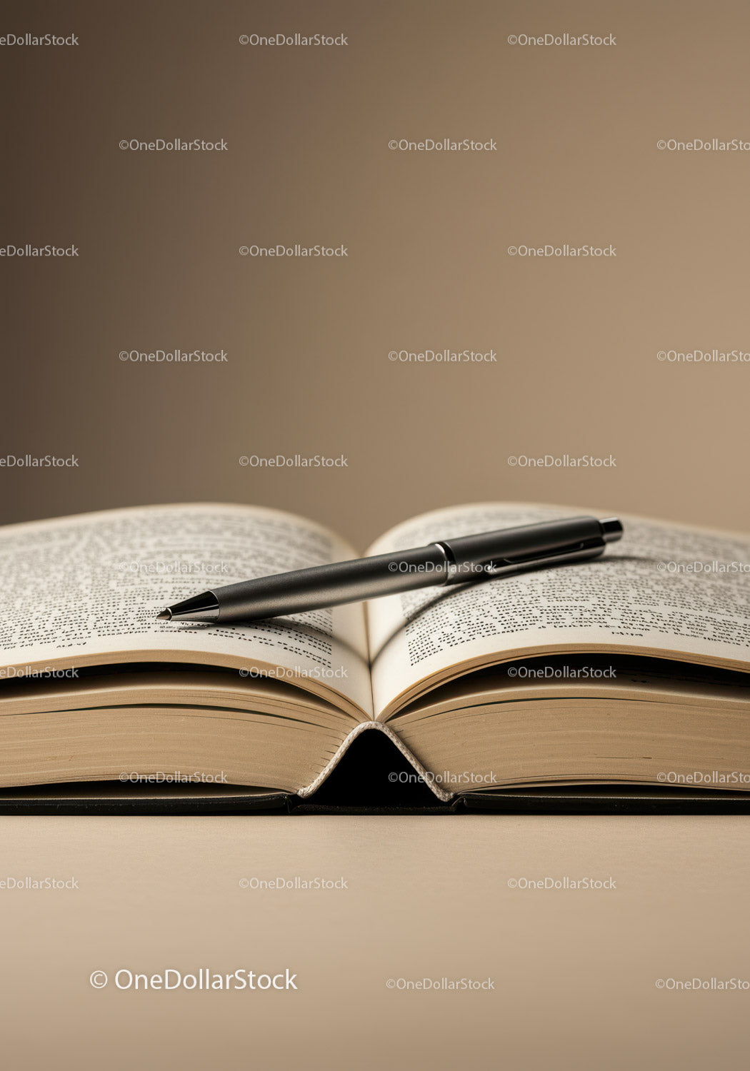 Open Book with Fountain Pen on Desk in Modern Workspace