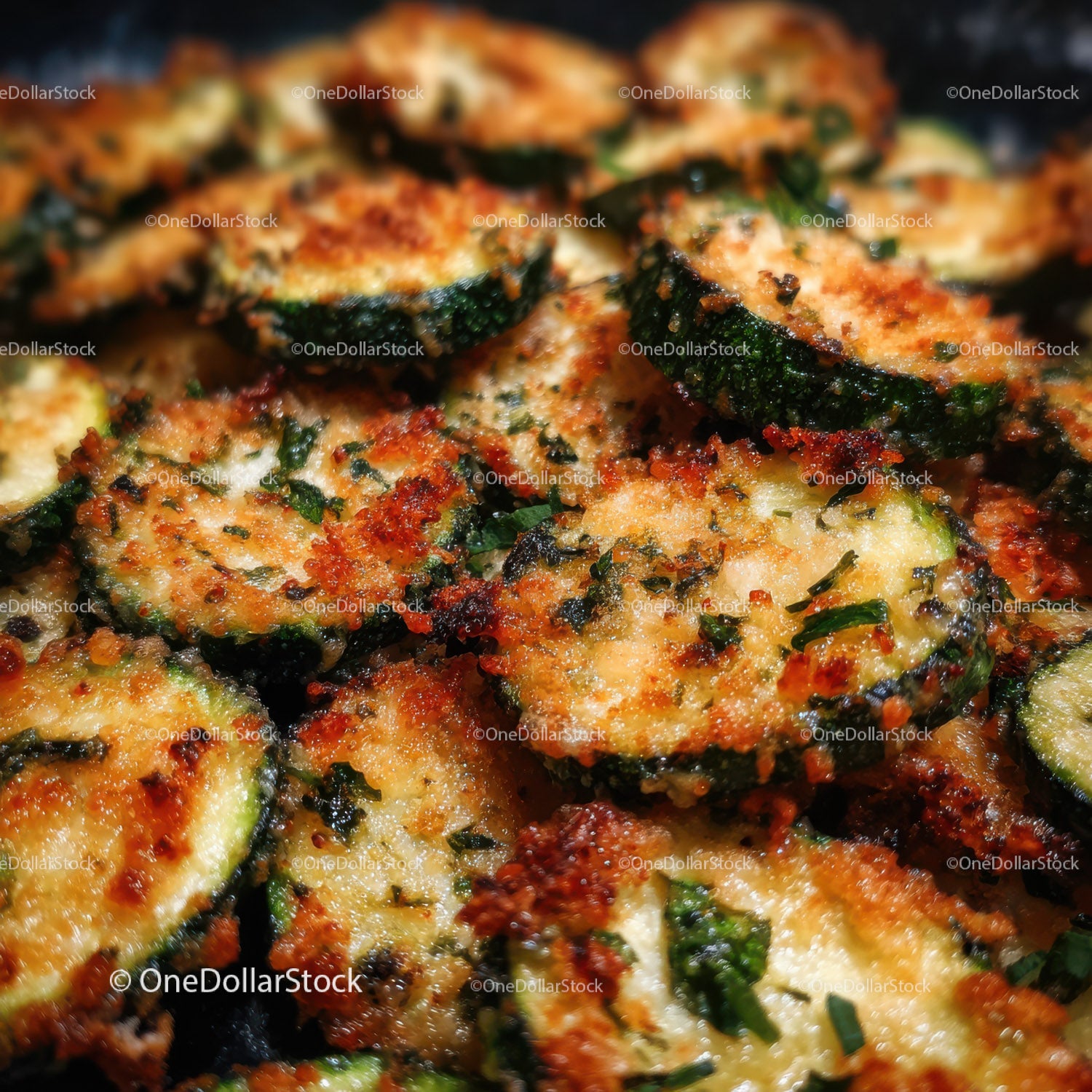 Crispy Baked Zucchini Slices with Herbs For Healthy Snacking