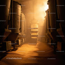Industrial Grain Storage Silos in Warm Light