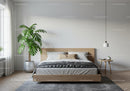 Minimalist Bedroom with Green Monstera and Modern Decor