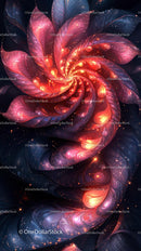 Vivid Abstract Fractal Spiral with Glowing Light Effects