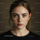 Portrait of a Young Woman with Freckles and Hazel Eyes