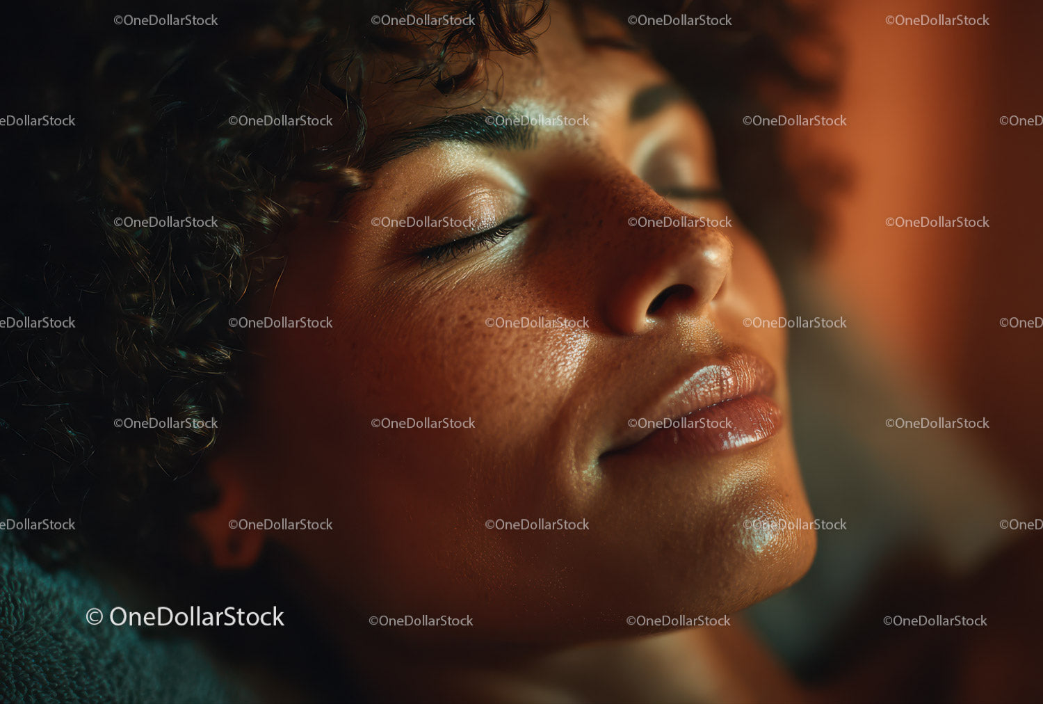 Close-Up of Freckled Woman with Closed Eyes and Glowing Skin