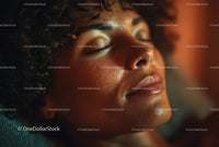 Close-Up of Freckled Woman with Closed Eyes and Glowing Skin