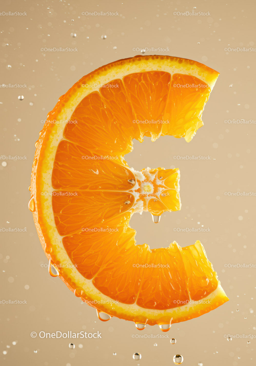 Fresh Orange Slice Shaped Like The Letter C