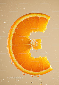 Fresh Orange Slice Shaped Like The Letter C
