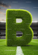 Large Grass Covered Letter B on Soccer Field