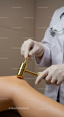 Healthcare Professional Performing Skin Therapy with Gold Massager