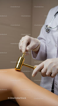 Healthcare Professional Performing Skin Therapy with Gold Massager