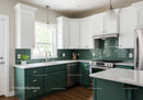 Modern Kitchen with Green Cabinets and Stainless Steel Appliances
