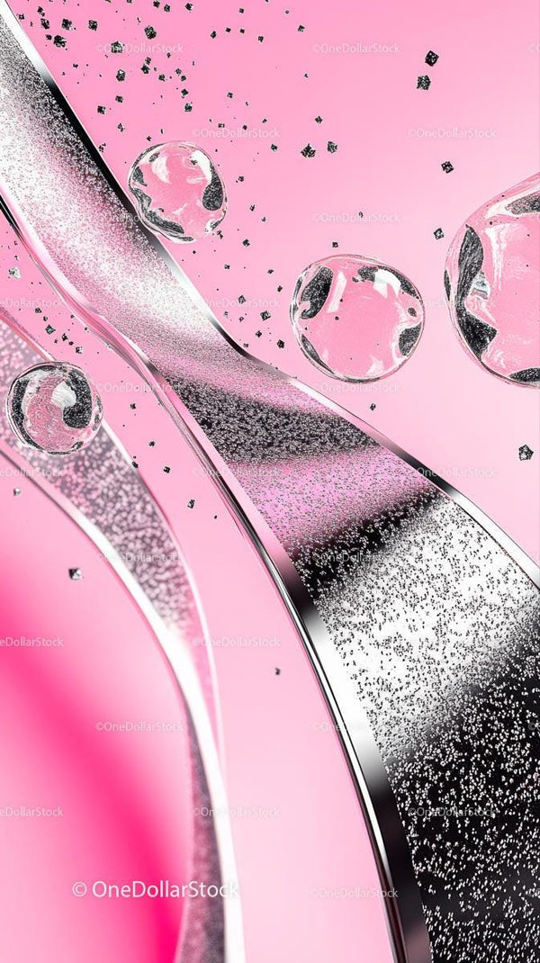 Futuristic Pink and Black Abstract Digital Art with Luminescent Shapes