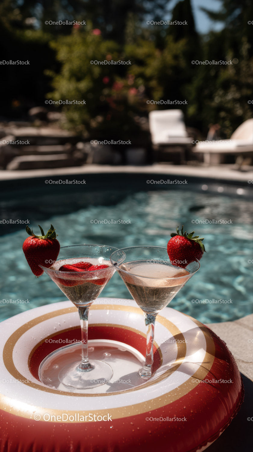 Refreshing Strawberry Cocktails by the Poolside for Summer Relaxation