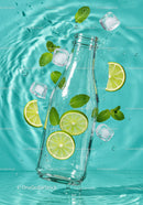 Refreshing Lemon Mint Water Splash with Ice Cubes