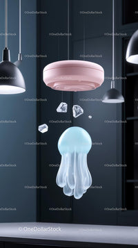 Modern Artistic Ceiling Light Fixture with Glass Jellyfish Design