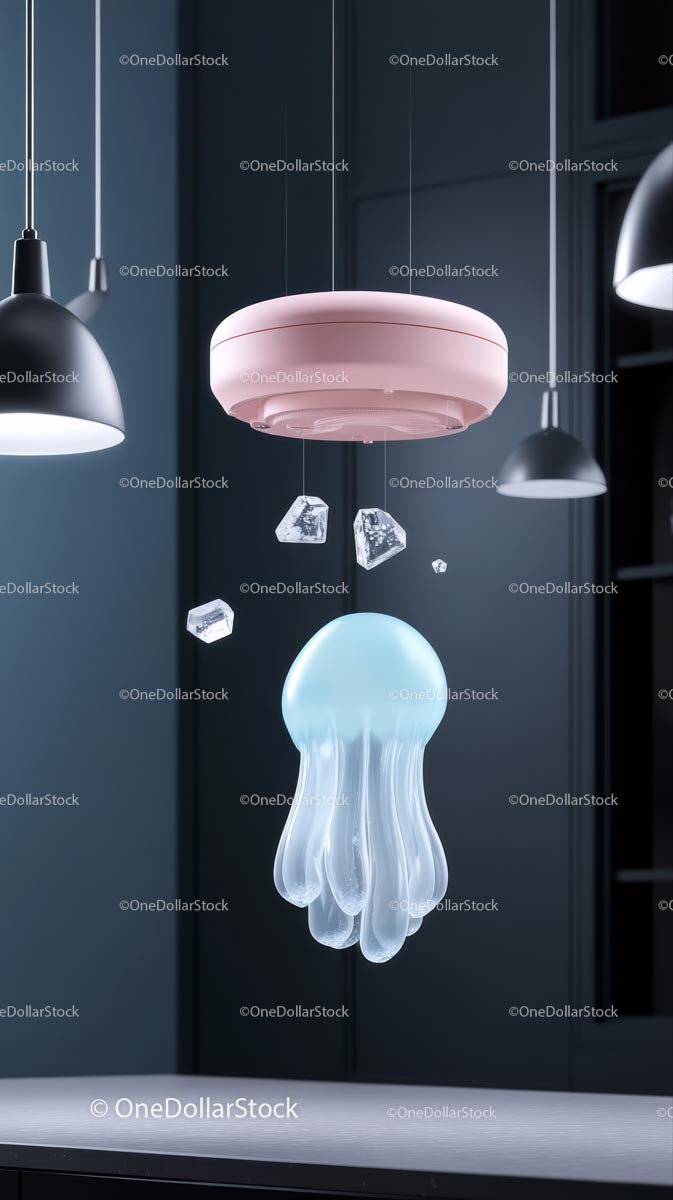 Modern Artistic Ceiling Light Fixture with Glass Jellyfish Design