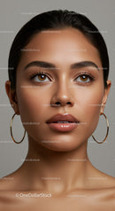 Elegant portrait of a young woman with flawless skin and brown eyes