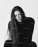 Black and White Portrait of a Stylish Female Model with Long Hair