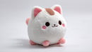Cute Plush Cat Toy in Soft Brown and White with Black Details