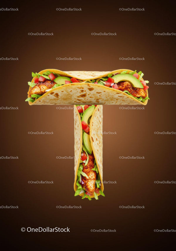 Two Chicken Tacos with Fresh Avocado and Vegetables