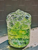 Chilled Green Fizzy Drink with Ice Cubes