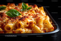 Cheesy Baked Shell Pasta with Fresh Basil and Italian Herbs