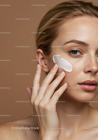 Close-up of Woman Applying Moisturizer to Face for Skin Care