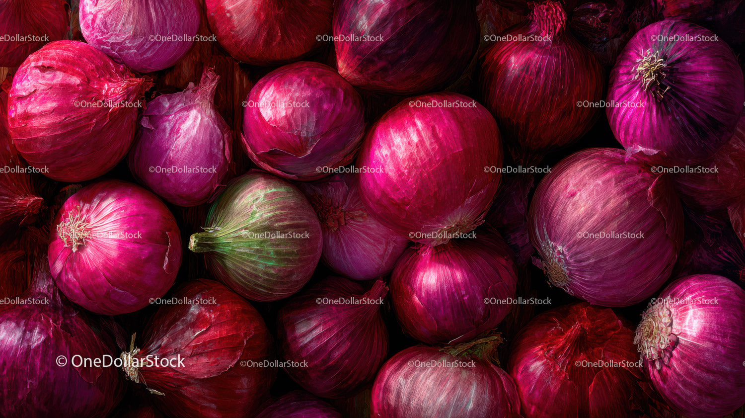 Close-up of Vibrant Red Onions with Water Droplets for Food Photography