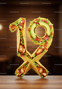 Creative Number Nineteen Made of Filled Tacos