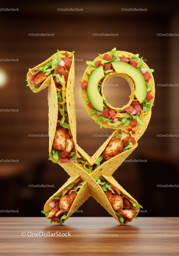 Creative Number Nineteen Made of Filled Tacos