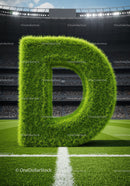 Giant Grass Letter D on Football Field in Stadium