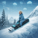 Child Sliding Down Snow Hill on Giant USB Drive