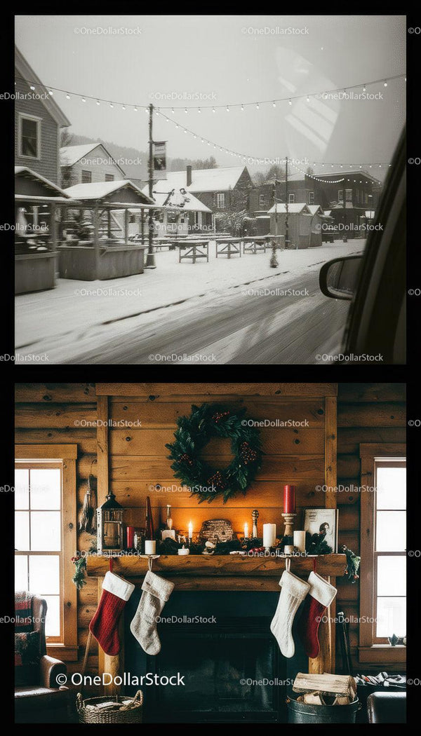 Cozy Rustic Cabin with Festive Christmas Fireplace Decor